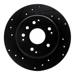 Acura TL Brake Rotor (1) - Rear Left - R1 Concepts - Drilled & Slotted - Black - `99-`11